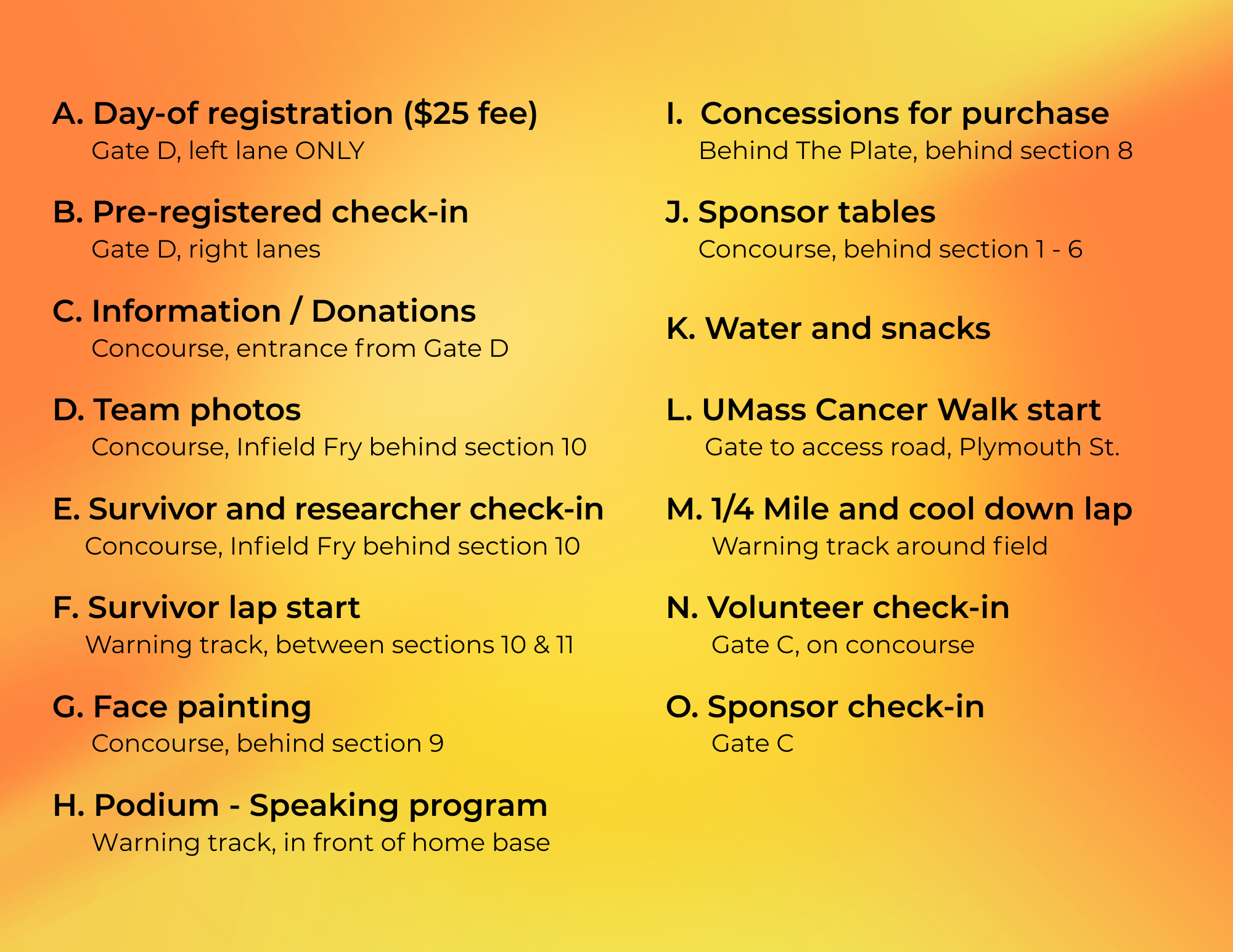 2025 UMass Cancer Walk concourse map directory