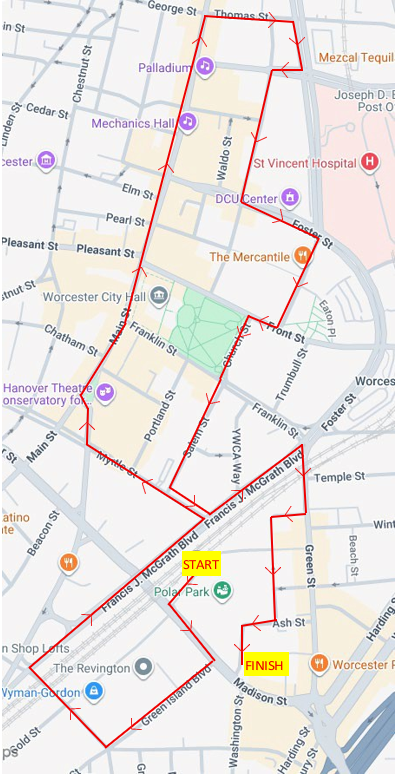 2026 UMass Cancer Walk route map