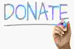 Donate with person underlining the word with a marker.