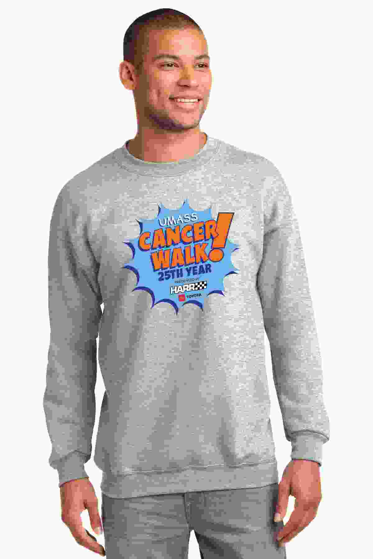 Sweatshirt with UMass Cancer Walk logo