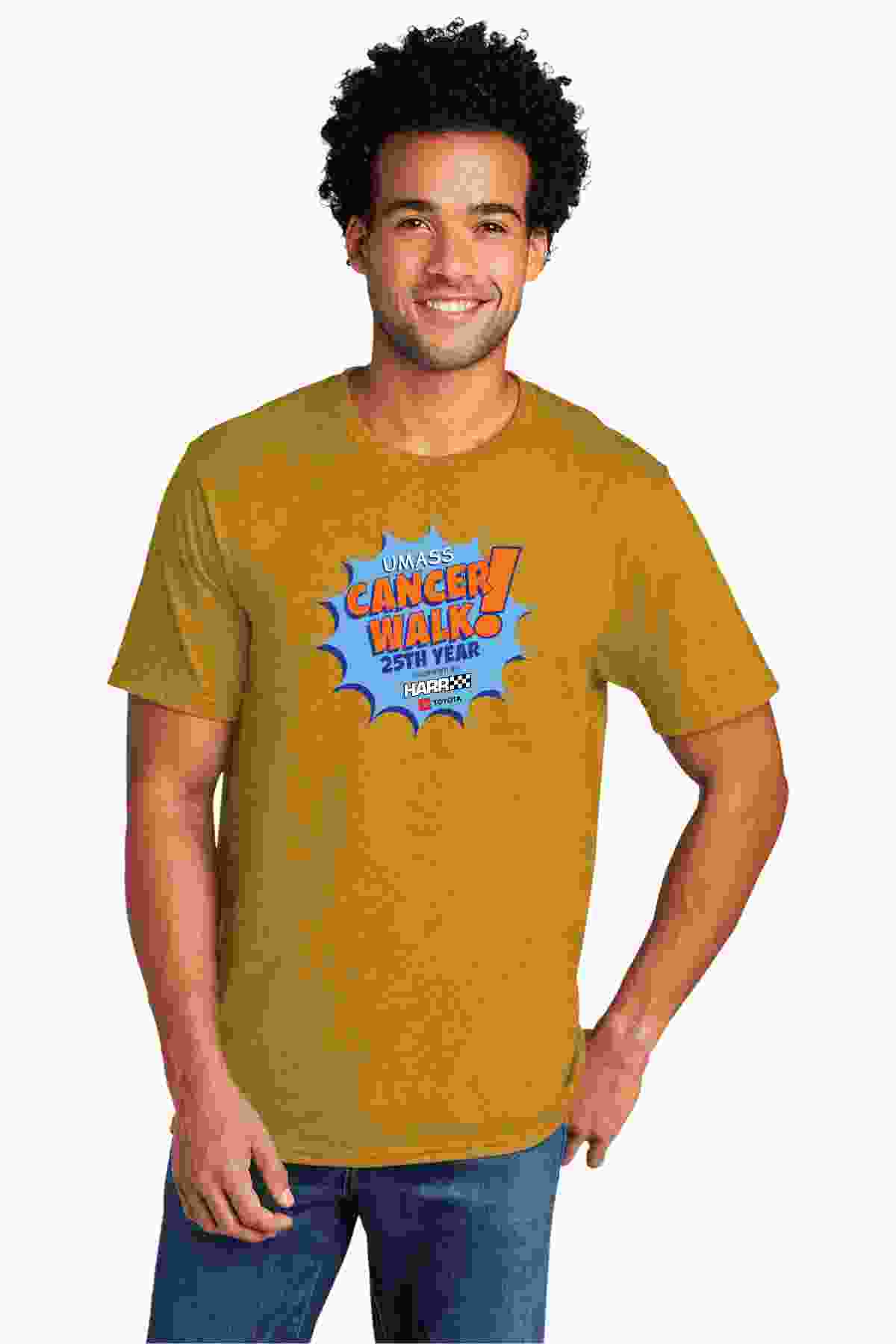 T-shirt with UMass Cancer Walk logo